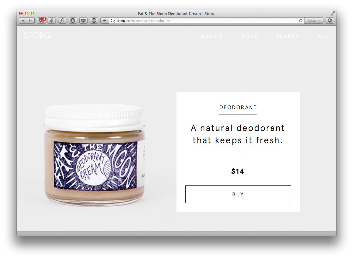 Fat and the Moon Deodorant Cream on Storq’s website